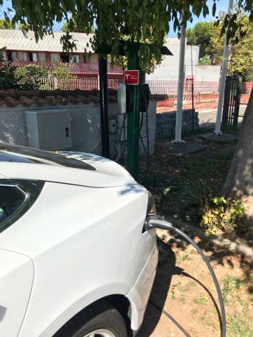 Sometimes hotels have chargers specifically for Teslas — very convenient.